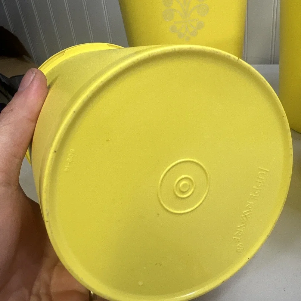MCM 1970's Tupperware Daffodil Yellow Canister Set W/Lids 12pc Set